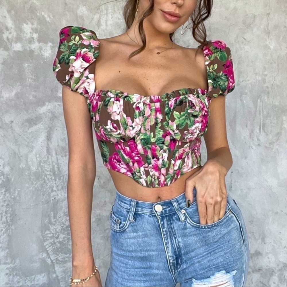 NWT LPA Revolve Claudette Top corset Simone pink cottagecore romantic women’s S